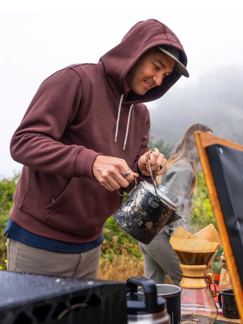 NEW🎣FREE FLY Men's Bamboo Northcoast Fleece $128 Pullover Hoodie chestnuts